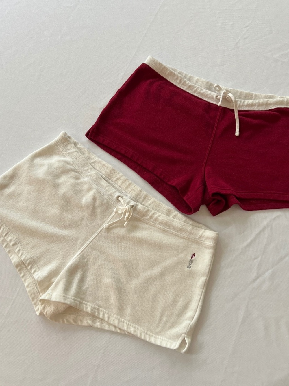 Abercrombie & Fitch Gym Terry Sweat Shorts White and Cherry Red Size L